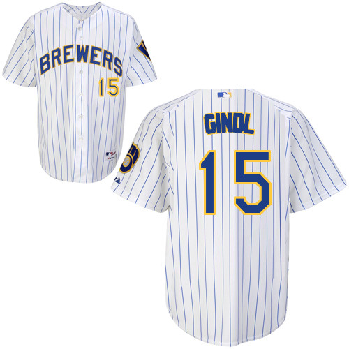 Caleb Gindl #15 Youth Baseball Jersey-Milwaukee Brewers Authentic Alternate Home White MLB Jersey